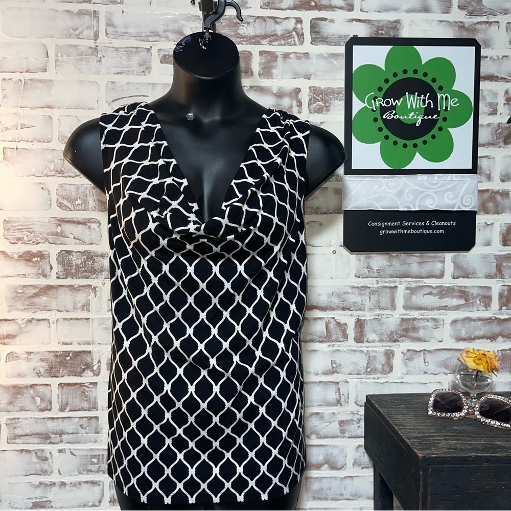 Semantiks Black and White Fitted Ruffled Tank Top
